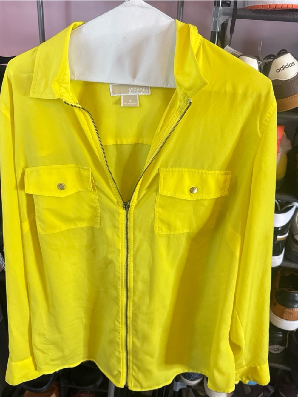 Michael Kors Bright Yellow Zip-Front Utility blouse - Picture 5 of 5